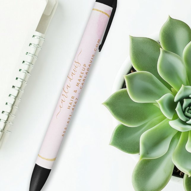 Blush Pink Watercolor Gold Circle Salon Kugelschreiber (Von Creator hochgeladen)