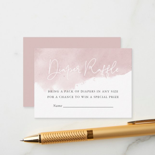 Blush Pink Watercolor Kinderdusche Windelwaschmasc Begleitkarte (Vorderseite/Rückseite Beispiel)