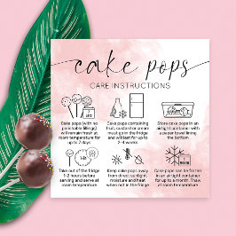 Blush Pink Watercolor Logo Cake Pops Pflegekarten Quadratische Visitenkarte