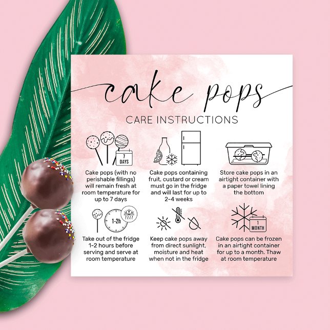 Blush Pink Watercolor Logo Cake Pops Pflegekarten Quadratische Visitenkarte (Von Creator hochgeladen)