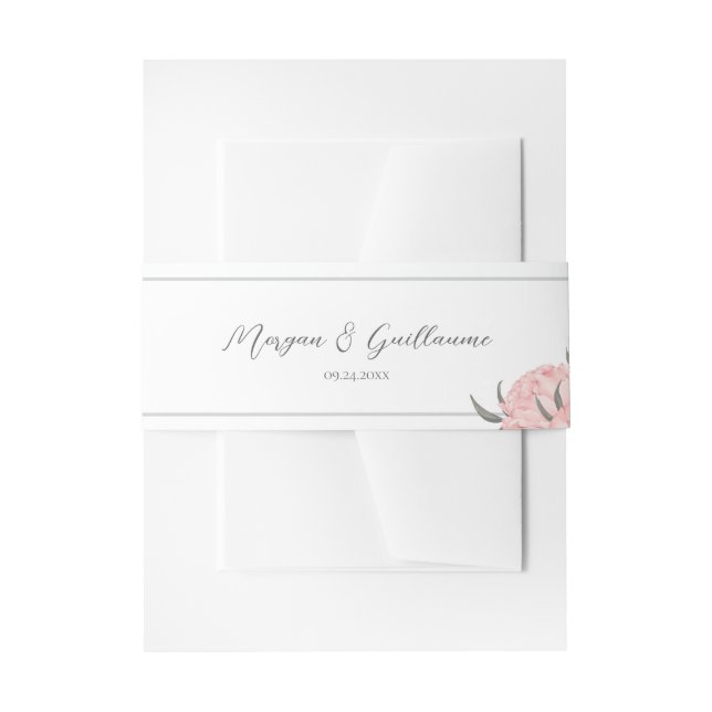 Blush Pink Watercolor Peony Wedding Belly Band (Vorderseite Beispiel)