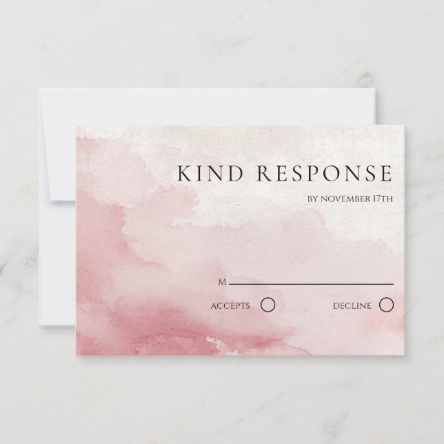 Blush Pink Watercolor Wash QR Code Wedding  RSVP Karte (Vorderseite)