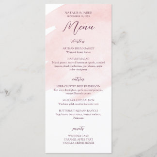 Blush Pink Watercolor Wedding Menu Menükarte