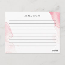 Blush Pink, Watercolor Wedding Recipe Card