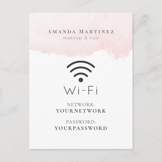 Blush Pink Watercolor Wi-Fi-Zeichen Postkarte (Vorderseite)