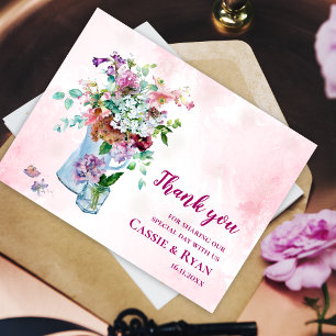 Blush Pink Watercolor Wildblume Hochzeit Vielen Da Postkarte