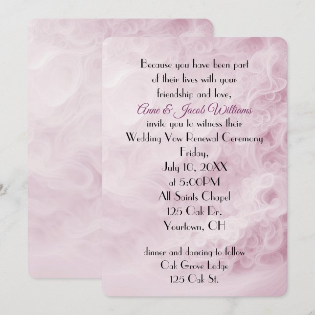 Blush Pink Wedding Abstrakt Vow Erneuerung Einladung (Vorne/Hinten)