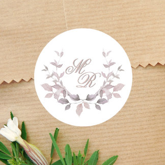 Blush Pink Wedding Monogram Custom Runder Aufkleber