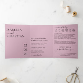 Blush Pink Wedding set kindly reply Dreifach Gefaltete Einladung