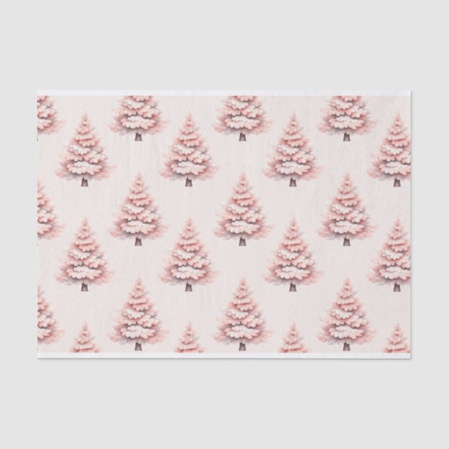 Blush Pink Weihnachtsbaum Muster Decoupage Seidenpapier (Vorderseite)