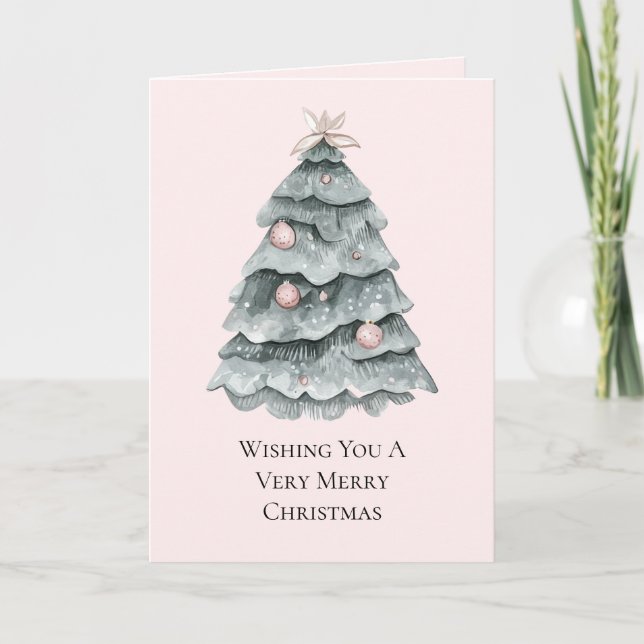 Blush Pink Weihnachtsbaum Ornament Karte (Vorderseite)
