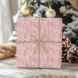 Blush Pink Weihnachtsbaum Wrapping Paper Geschenkpapier