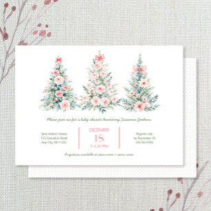 Blush Pink Weihnachtsbäume 2 Kinderdusche Einladung