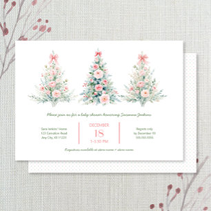Blush Pink Weihnachtsbäume Kinderdusche Einladung