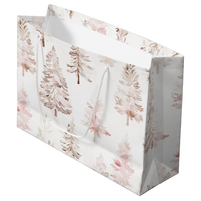 Blush Pink Weihnachtsbaumen Große Geschenktüte (Vorderseite Schrägansicht)