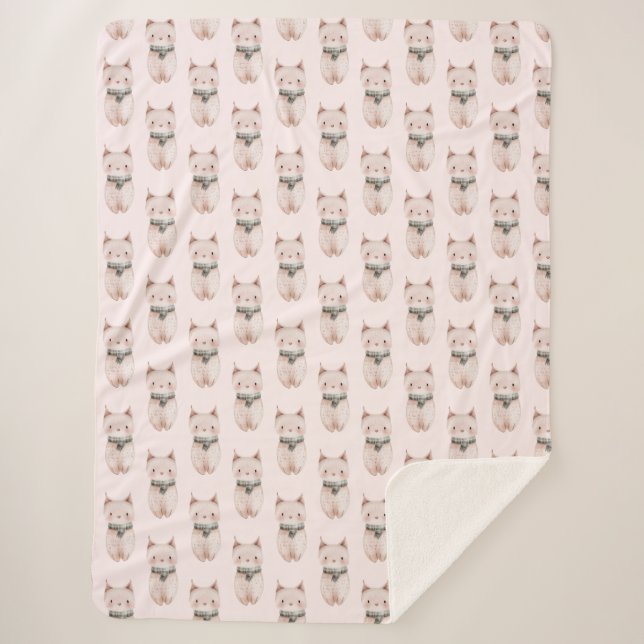 Blush Pink Weihnachtskatzen Sherpadecke (Vorderseite)