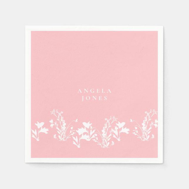 Blush Pink Weißes Brautparty Serviette (Vorderseite)