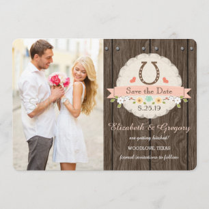 BLUSH PINK Western Horseshoe Save the Date Karte