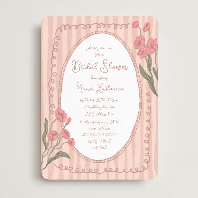Blush Pink Whimsical Hand Painted Bridal Shower Einladung (Von Creator hochgeladen)
