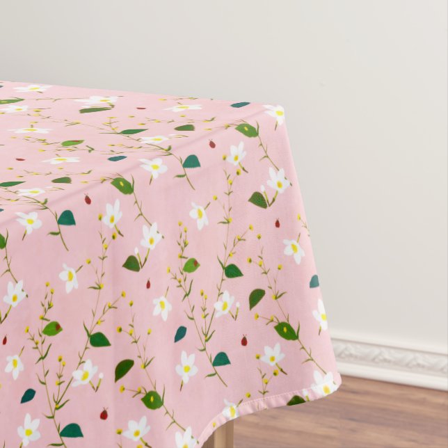 Blush Pink Whimsical Spring Flowers Blossom Tischdecke (Beispiel)