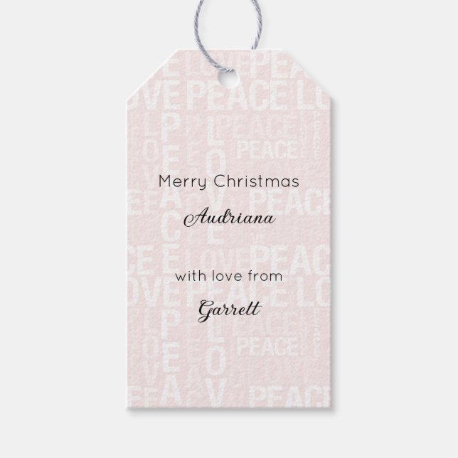 Blush Pink White Christmas Geschenkanhänger (Vorderseite)