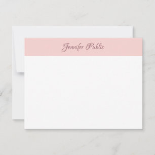 Blush Pink White Elegant Handwriting Script Name Mitteilungskarte