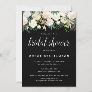 Blush Pink White Floral Bridal Dusche Einladung