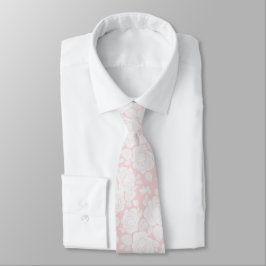 Blush Pink White Floral Rose Wedding Neck Tie Krawatte