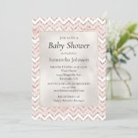 Blush Pink White Glam Glitzer Zig Zag Babydusche