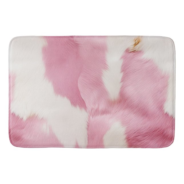 Blush Pink White Gold Cowhid Animal Badematte (Vorderseite)