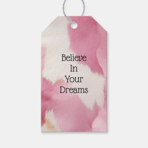 Blush Pink White Gold Cowhid Animal Geschenkanhänger