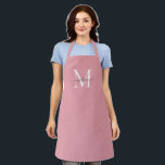 Blush Pink White Gray Monogram Feminine Script Schürze<br><div class="desc">Einfache Blush Pink White Gray Monogram Elegante Feminine Script-Schürze</div>