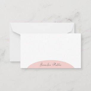 Blush Pink White Modern Modern Modern Template Ele Mitteilungskarte