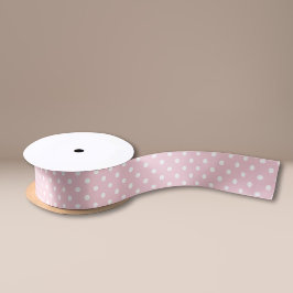 Blush Pink White Polka Dots Satinband