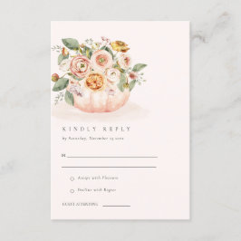 Blush Pink White Pumpkin Floral Wedding RSVP Begleitkarte