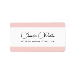 Blush Pink White Typografy Name Versandadresse Adressaufkleber