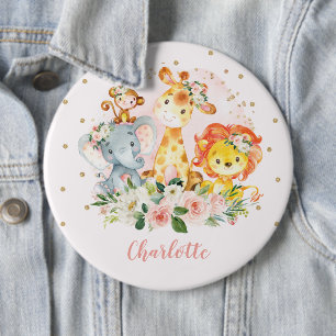 Blush Pink Wild One Jungle Birthday Party Favorite Button