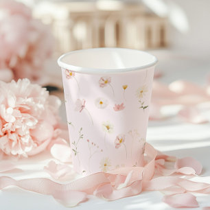 Blush Pink Wildblume Bloral Baby Dusche Pappbecher