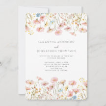 Blush Pink Wildblume Bloral Wedding Einladung