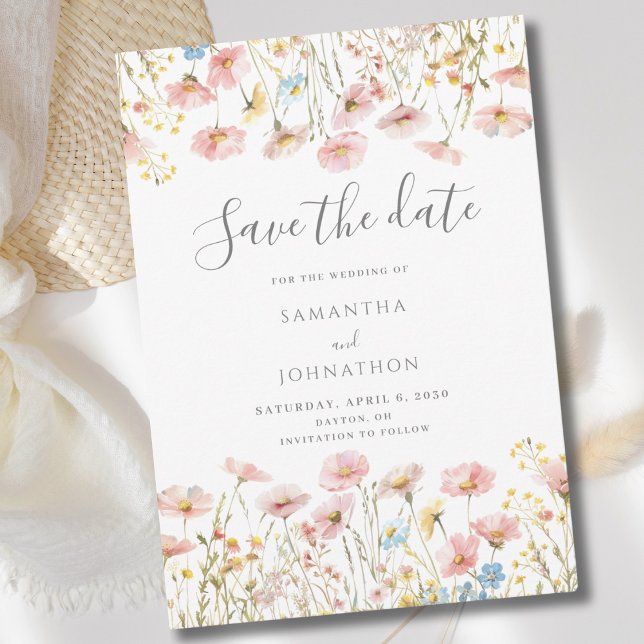 Blush Pink Wildblume Bloral Wedding Save The Date (Von Creator hochgeladen)