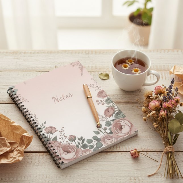 Blush Pink Wildflower Aesthetic Notebook Notizblock (Blush Pink Wildflower Aesthetic Notebook)