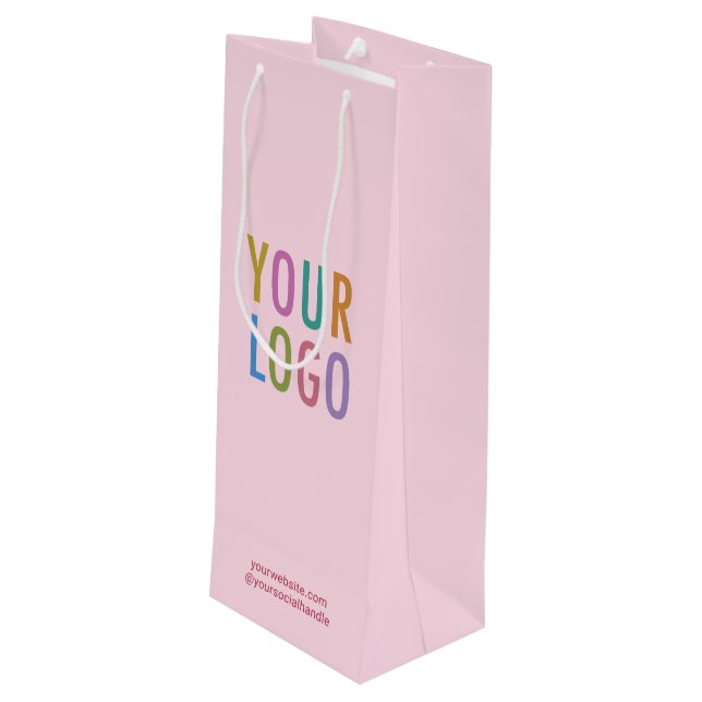 Blush Pink Wine Geschenkbeutel Custom Logo No Mini Geschenktüte Für Weinflaschen (Rückseite Schrägansicht)