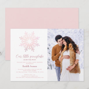 Blush Pink Winter Baby Dusche Foto laden ein Einladung