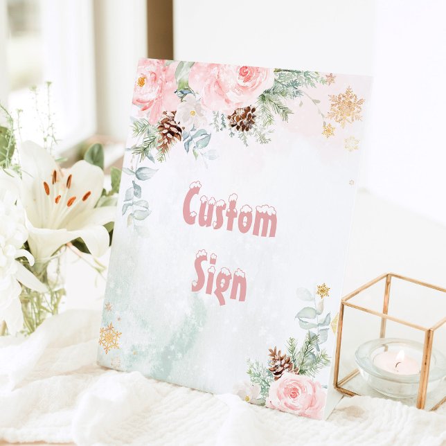 Blush Pink Winterlandgeburt Sockelschild (Von Creator hochgeladen)