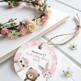 Blush Pink Woodland Tiere Blumendusche Baby Geschenkanhänger