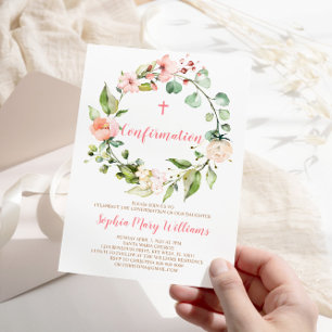 Blush Pink Wreath Baby Girl Bestätigung Einladung