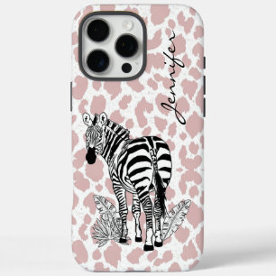 Blush Pink Zebra Animal Print iPhone 16 Pro Max Hülle