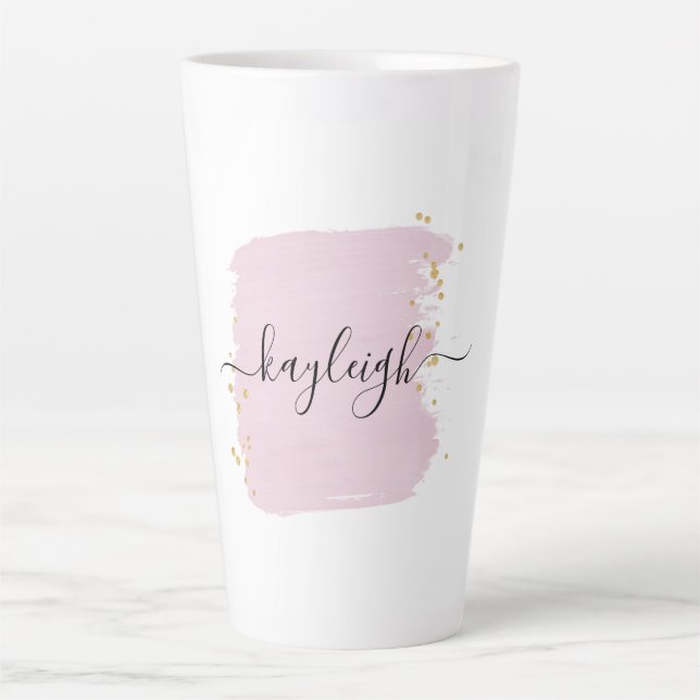 Blush Pinselstriche Gold Punkte Milchtasse (Vorderseite)