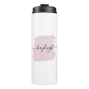 Blush Pinselstriche Gold Punkte Thermosbecher