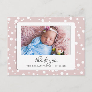 Blush Polka Dots Geburtsankündigung Vielen Dank Postkarte